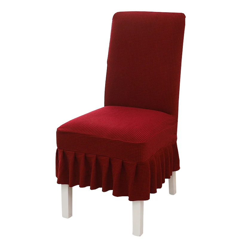 Household elastic universal stool cover solid color simple skirt chair backrest cushion integrated dining table chair cover