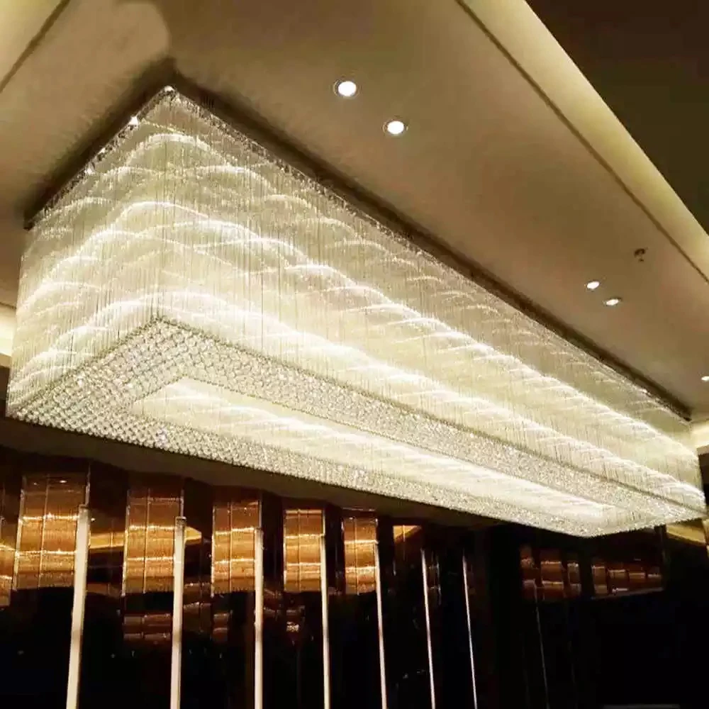 
Zhongshan High Quality Flush Mount Modern Crystal Ceiling Light Design led ceiling lamp rectangle meeting room chandelier 