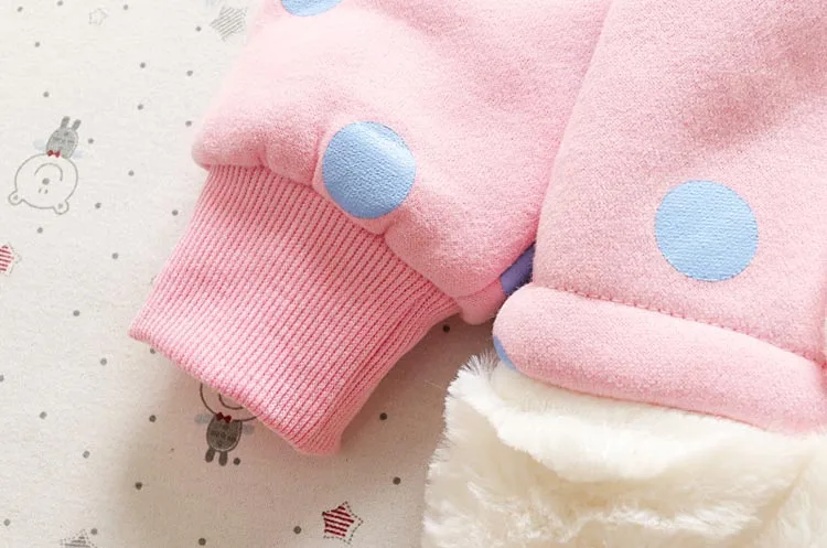 
Wholesale winter children coat velvet coat girls dot rabbit ears hooded jacket 