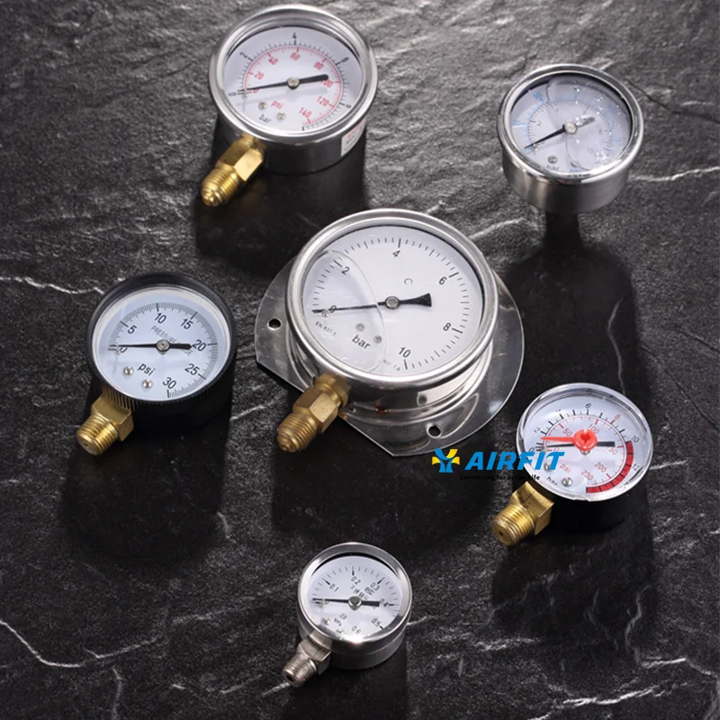AIRFIT Stainless Steel PLASTIC Pressuregauges High Hydraulic Pneumatic Pressure Gauge