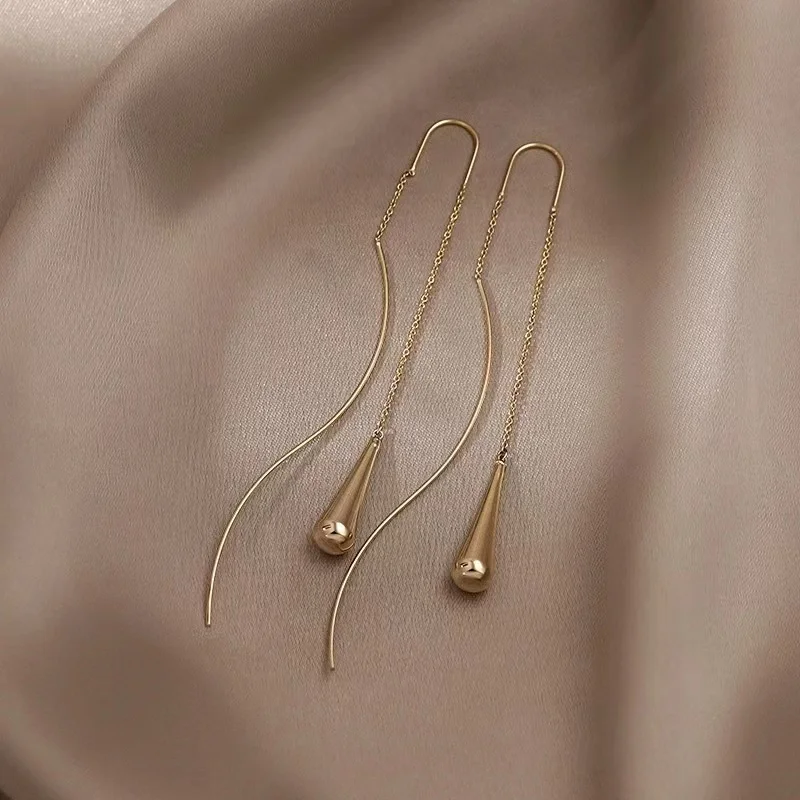 high quality new korean styles tassel drop earring women metal fashion long ear line earring