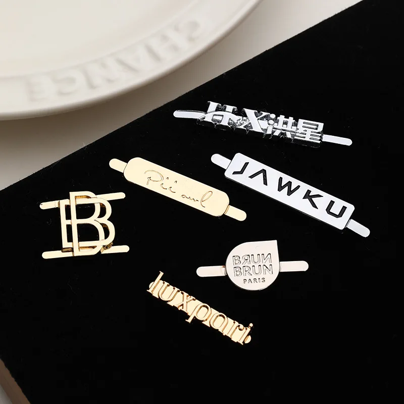 Customized Plated  Zinc alloy Brand Logo Tags Metal Plate Rectangle Engraved  Metal  Label