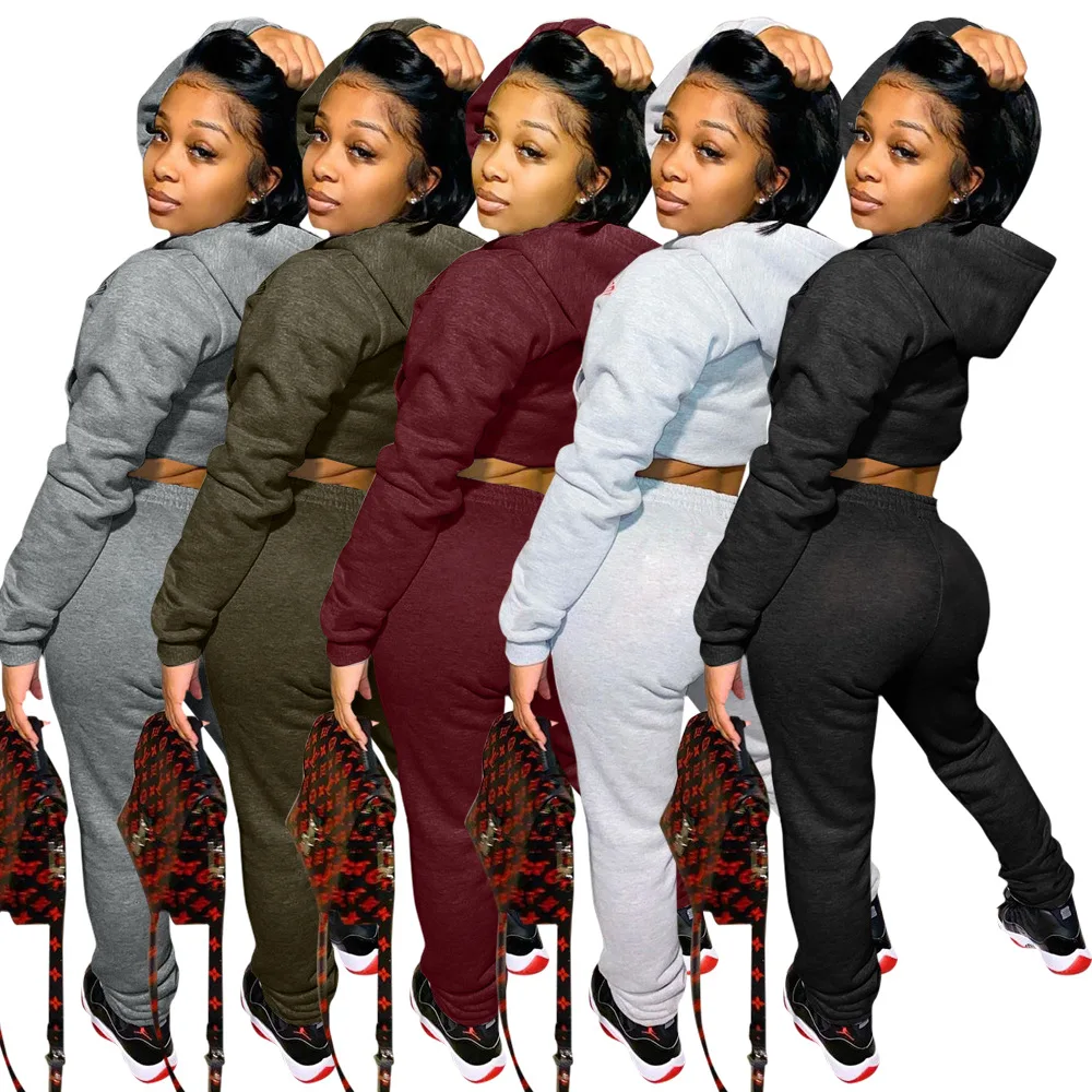 QJX autumn and winter nude sexy sets for women two pieces sweat outdoor recreational sports