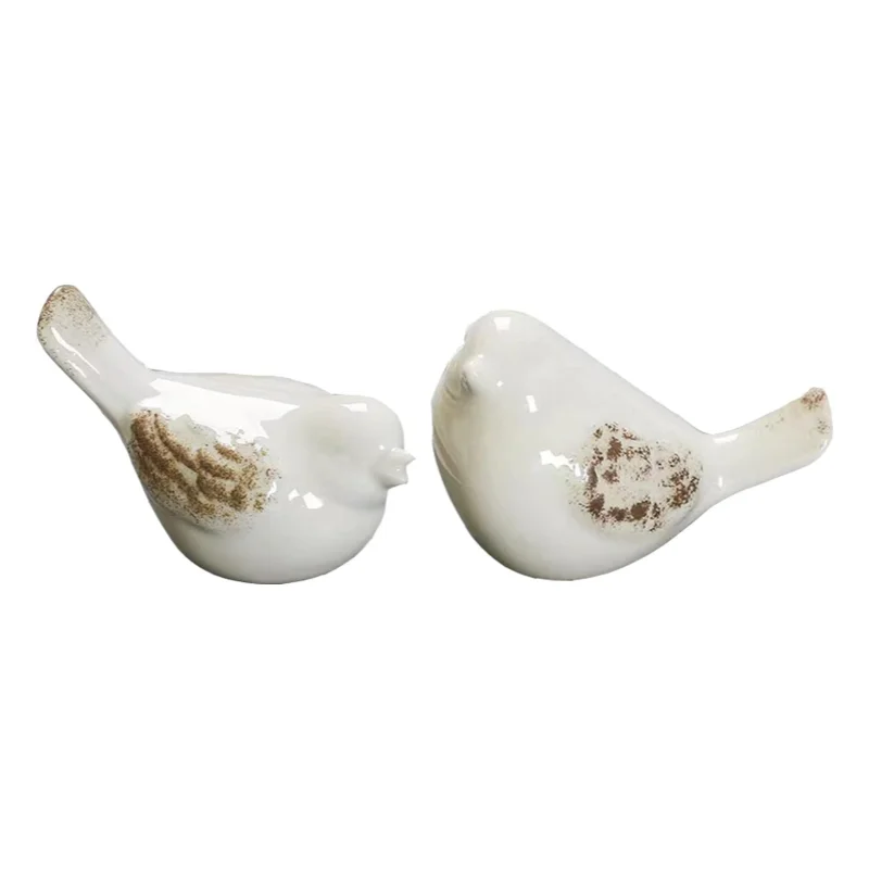Animal Decorative Ornaments Craft Small White Ceramic Bird Figurines Home Decor For Home Garden Wedding Decor