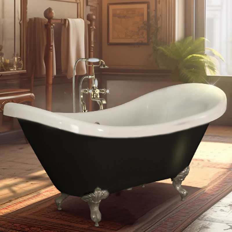 Bathroom Popular Seamless Acrylic Curve Freestanding Bathtub Surging Massage Stone Bath Tub