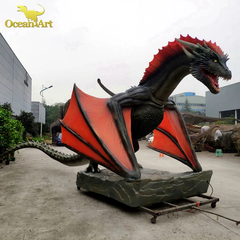 smoking giant animatronic red dragon head for sale
