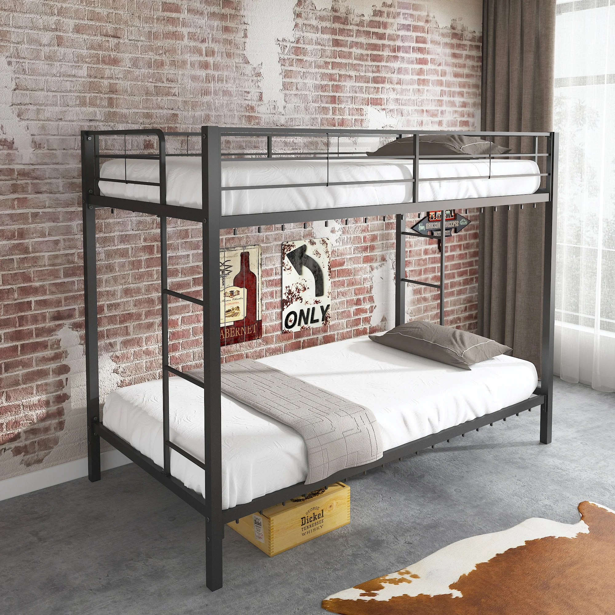 Metal Double-deck Beds Twin Size for Kids or Adult  JHB35-TW