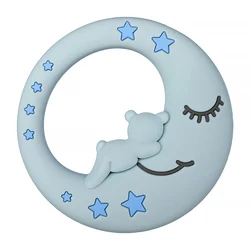 Moon Shape Food Grade Baby Silicone Teether Ring Babi Toy Pendants Diy Teething Molar Bpa Free Baby Teethers