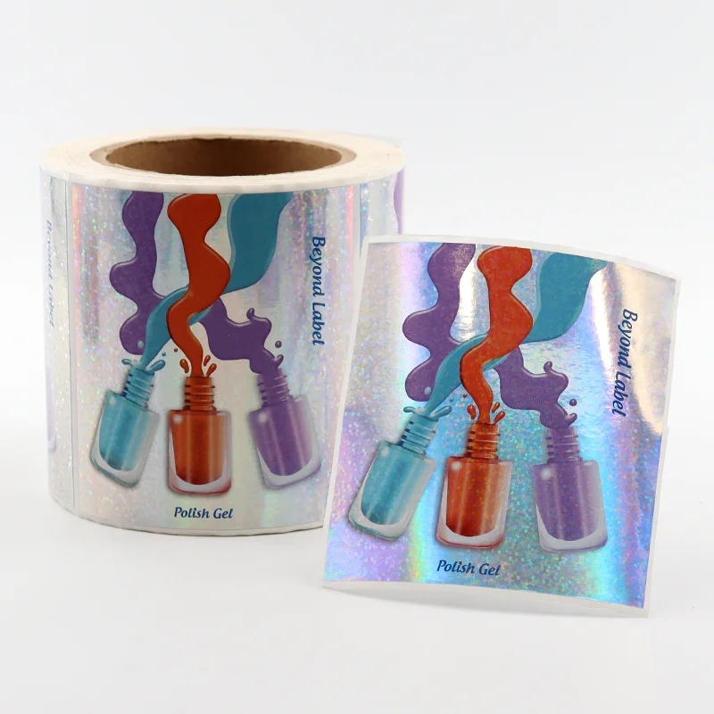 Free Sample China Manufacturers Customized logo Label Holographic Paper Pvc Packaging Printing Roll Sticker Printer