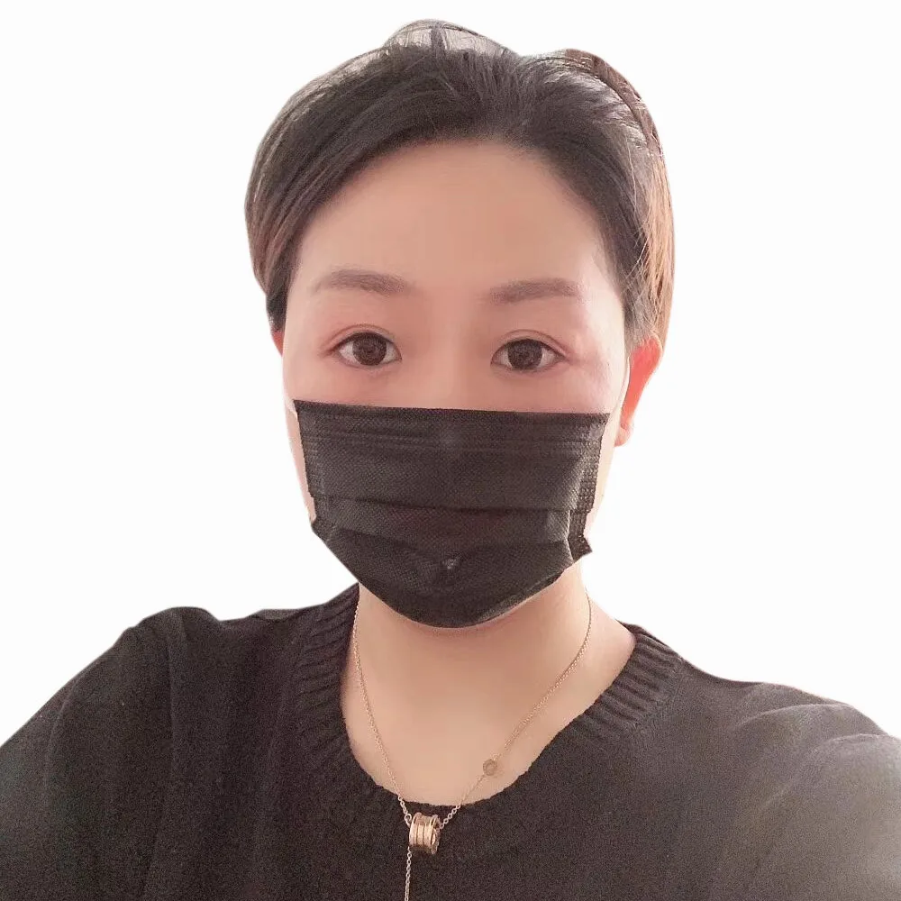 China Manufacturer Waterproof 3 Ply Custom Black Disposable Face Mask