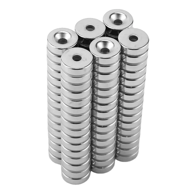 Sell by Pairs Strong Neodymium Disc Rare Earth Magnets with Hole for Kitchen Cabinet Tool Storage Office N52