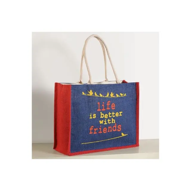 Jute Bags With Rope Handle shopping Kitchen Bag Things Printed Lunch Large size customised logo