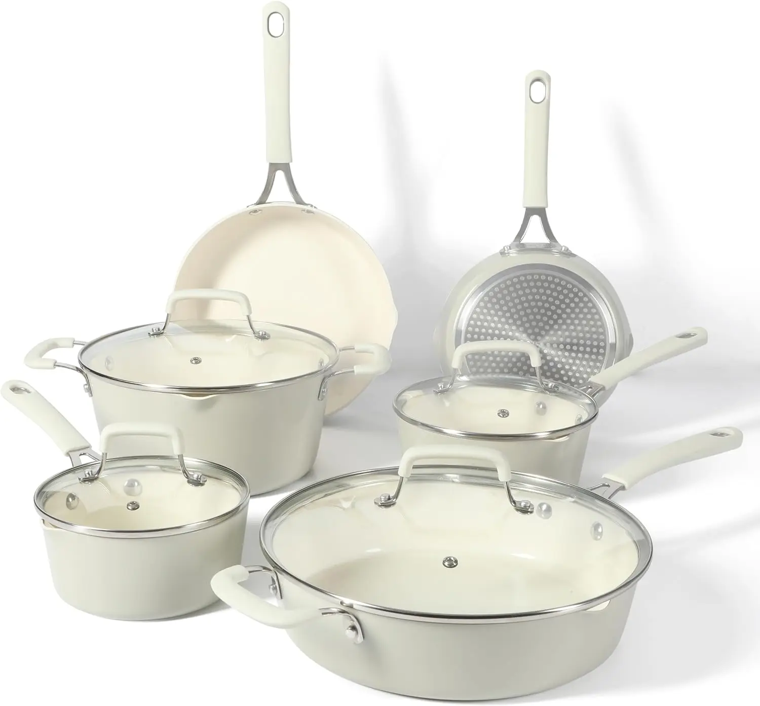 OEM Classic Press Aluminium Kitchen CERAMIC NON STICK Coating Casserole Induction Bottom Soup Stock Cooking Pot With Custom Logo