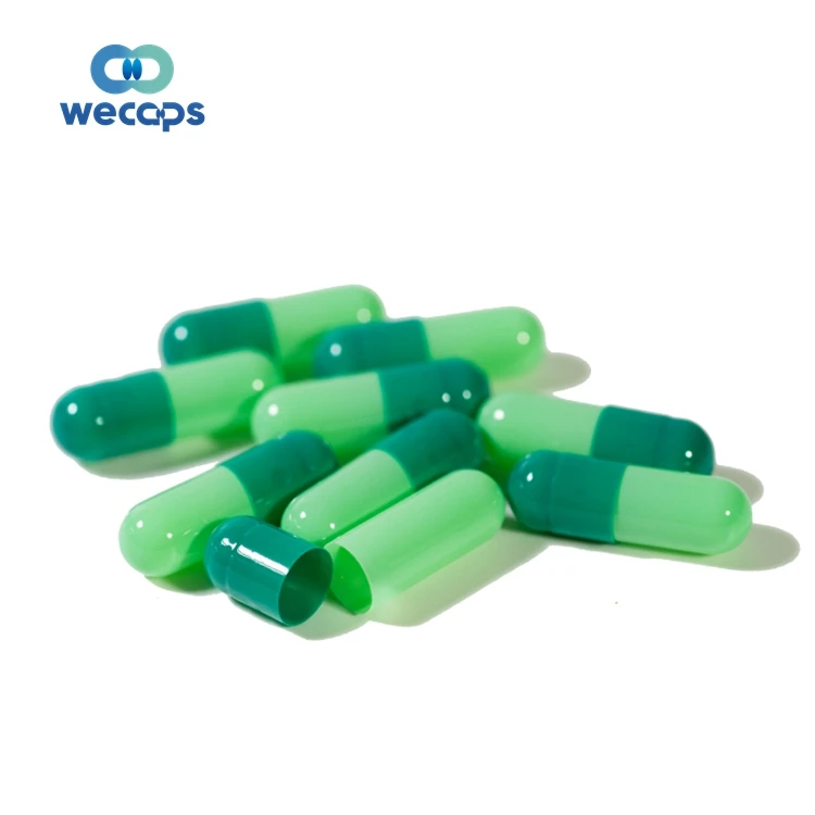 Wecaps Wholesale Empty Gelatin Capsule Green Customized Color Capsule Halal Empty Gelatin Capsule
