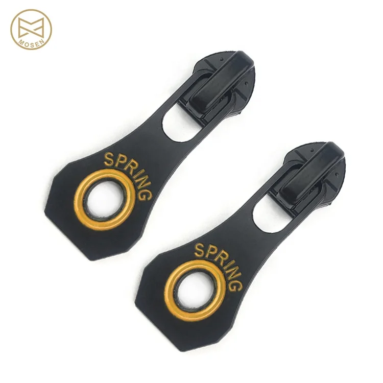 Custom Logo Accessories Black and Yellow Zinc Alloy Metal Zip Sliders