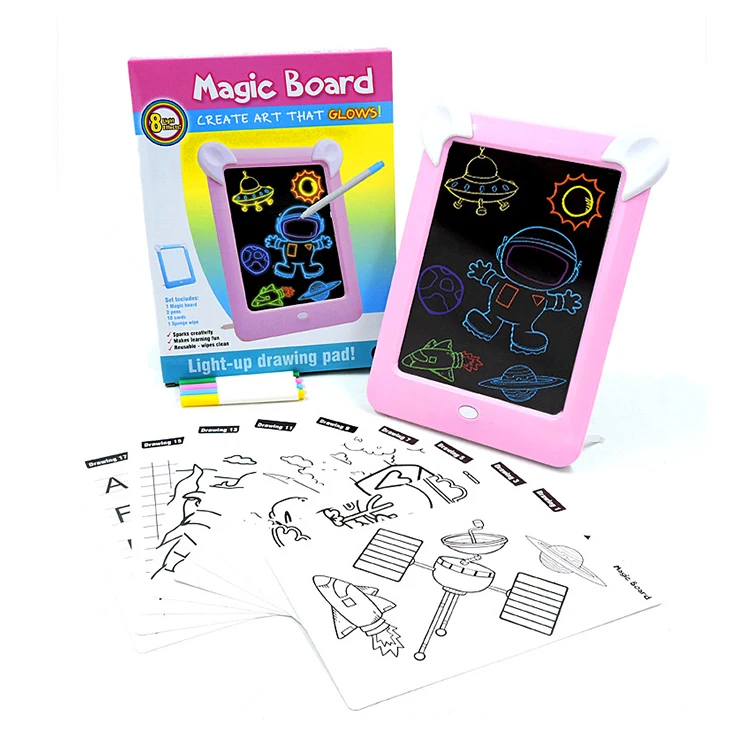 3D Fluorescence LED Drawing Board Toys For Children Aged 3+ Learning Toys Puzzle Early Education Drawing Board Toy
