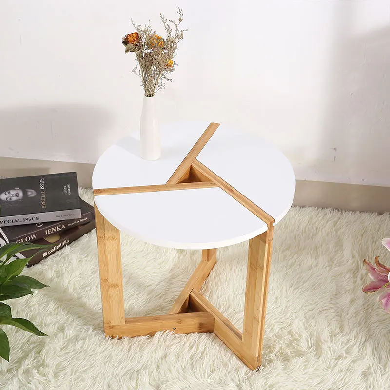 Bamboo Chair Side Table Portable Coffee Table Side round Table for Snack Tray