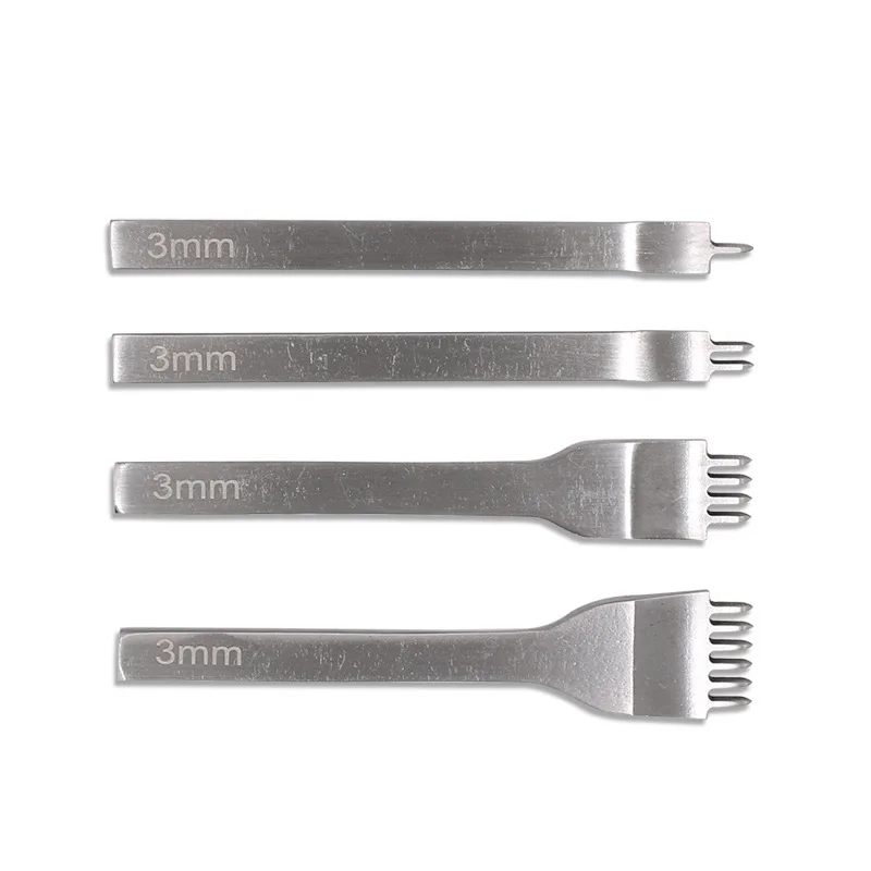 Leather Craft Tools White Steel  3/4/5/6mm Punch Prong Tool Set Lacing Stitching Chisel Set for Leather Hole Punch Tool Set