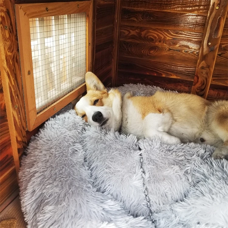 Wholesale High Quality Pet Products Luxury Plush Round Donut Dog Cat Pet Beds