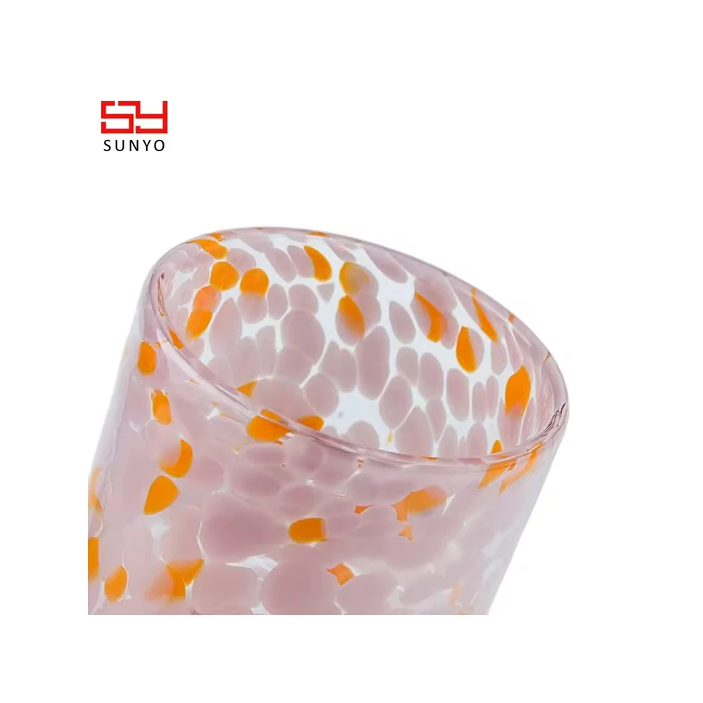 10oz Thick Rim Strong Enough Handmade Customized Colored Dot Drinking Water Glasses Tumbler