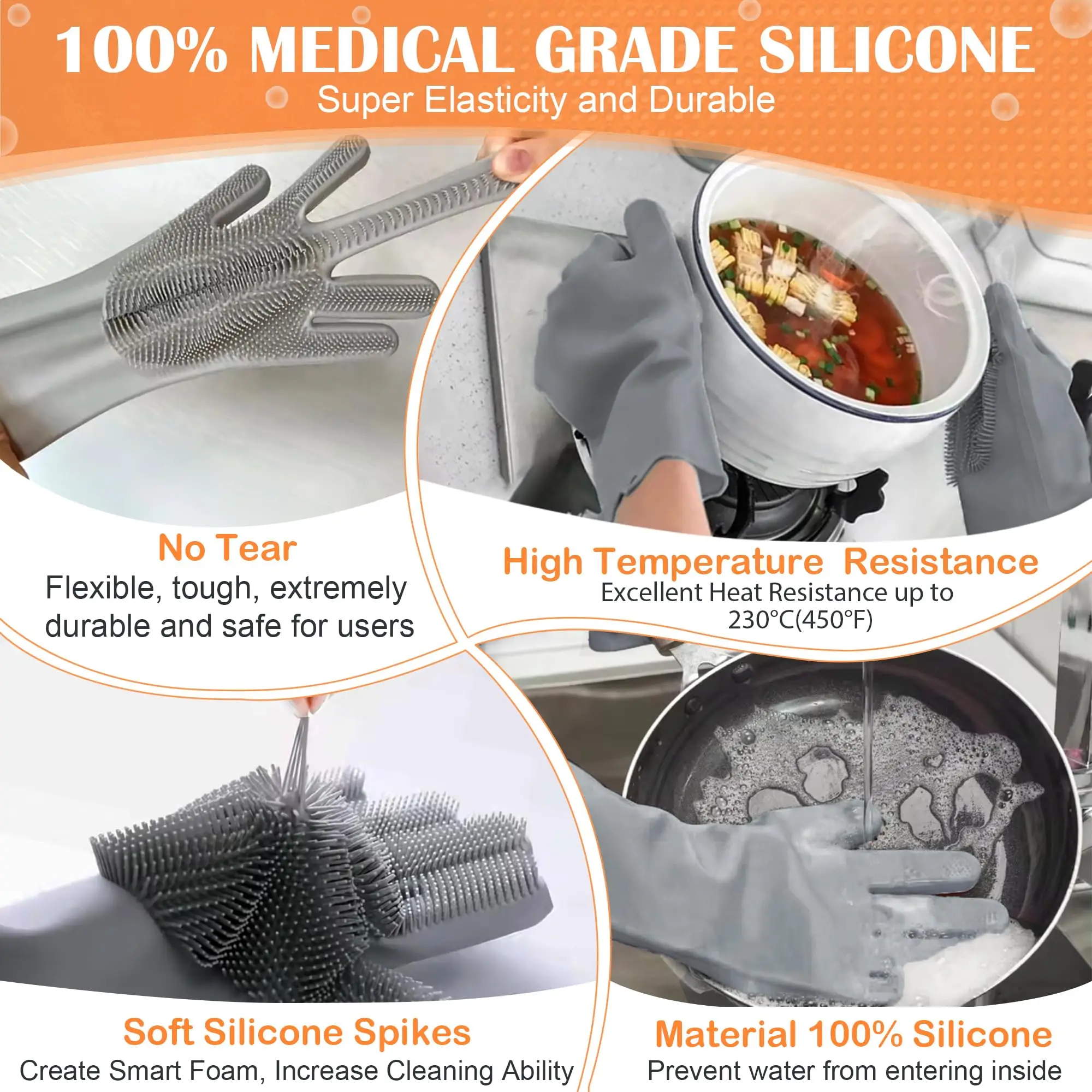 Pet Grooming and Bathing Gloves with Soft Silicone Bristles