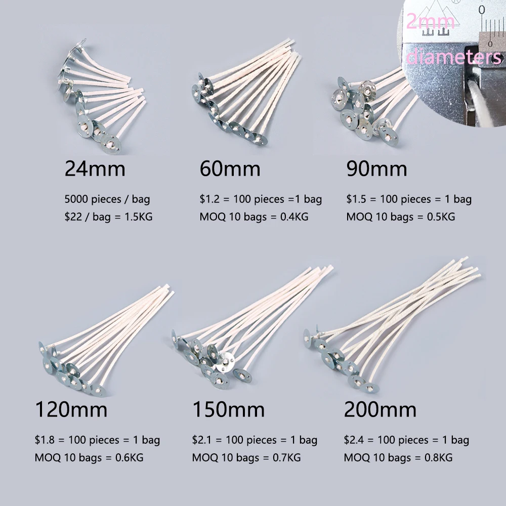 Smokeless 3 wick soy candles multiple size candle wick wood 2.6cm 6cm 9cm 15cm 20cm wooden wick for candle making