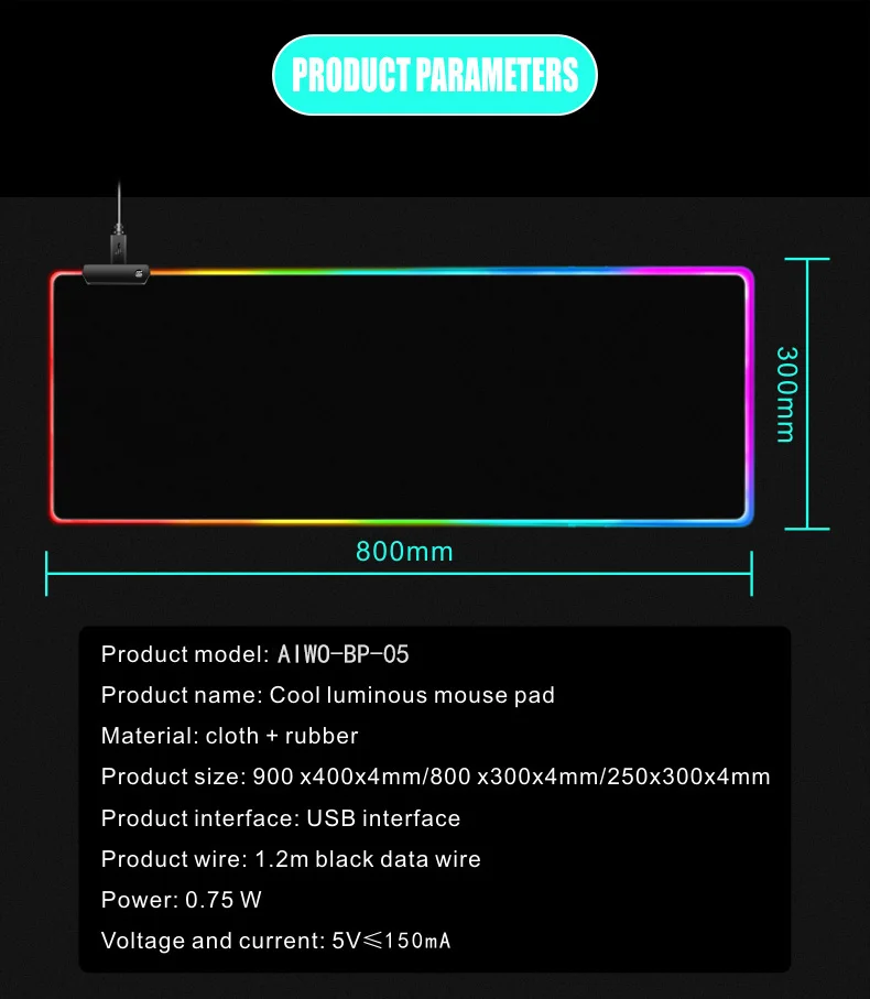 Оптовая продажа резиновый лист и светодиодный коврик для мыши AIWO с напечатанным пользовательским логотипом принимаем создание собственного бренда