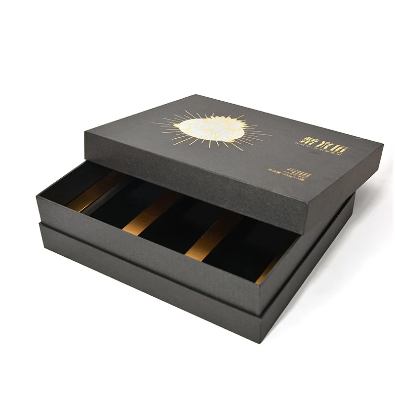 Factory direct sale chocolate chip cookie nut cardboard lid and base packaging gift box with insert divider