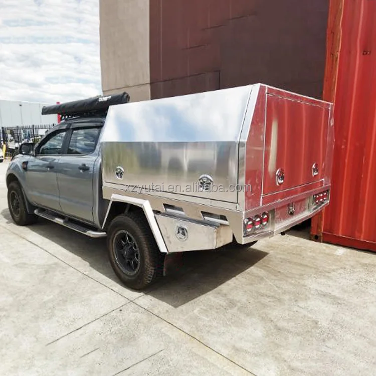 Custom Aluminum Single Dual Cab 4x4 Ute Canopy with Roof Racks  Extended Chassis