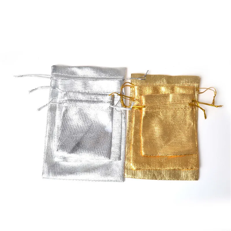 7*9cm Silver/Gold Color Organza Bags Candy Bags Metallic Foil Organza Pouches Christmas Wedding Party Favour Gifts Candy Bags