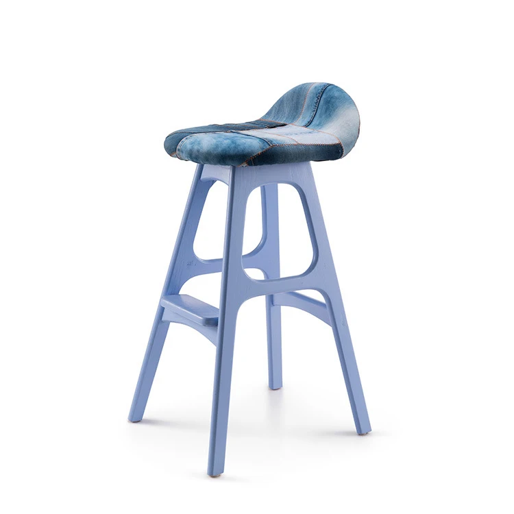 Ekar Furniture 2022 Amazon Hot Sell Kitchen High Chairs Bar Stool Wood Chair Modern With Solid Wood Base