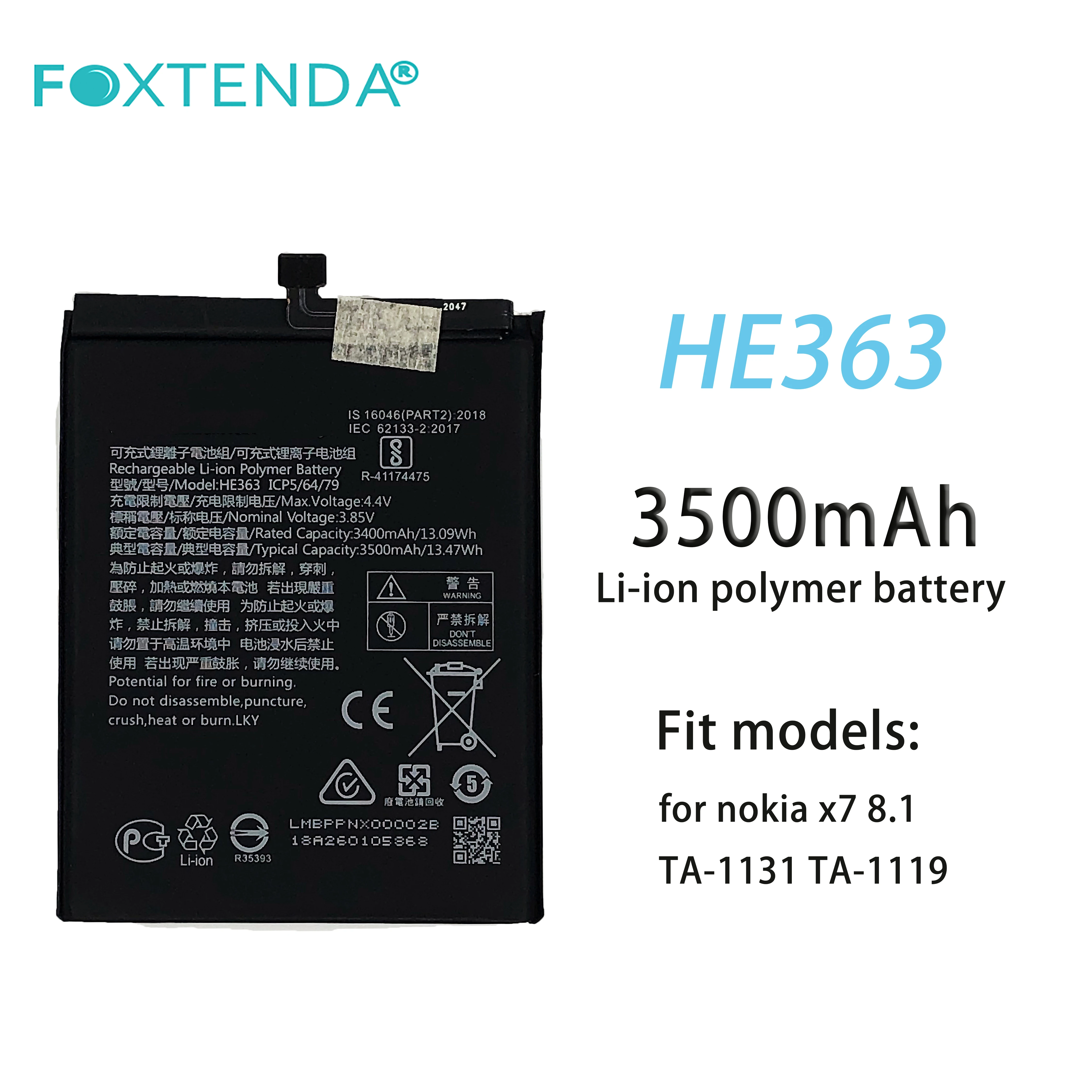 New Original Replacement OEM battery HE363 3500mAh for nokia x7 8.1 TA-1131 TA-1119 batteries ion lithium