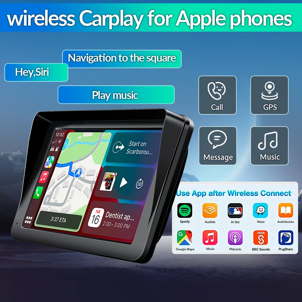 7inch Car Screen With Dash Cam Portable CarPlay Android Auto Monitor Dual DVR 1080P Rear Camera For All Car CarPlay