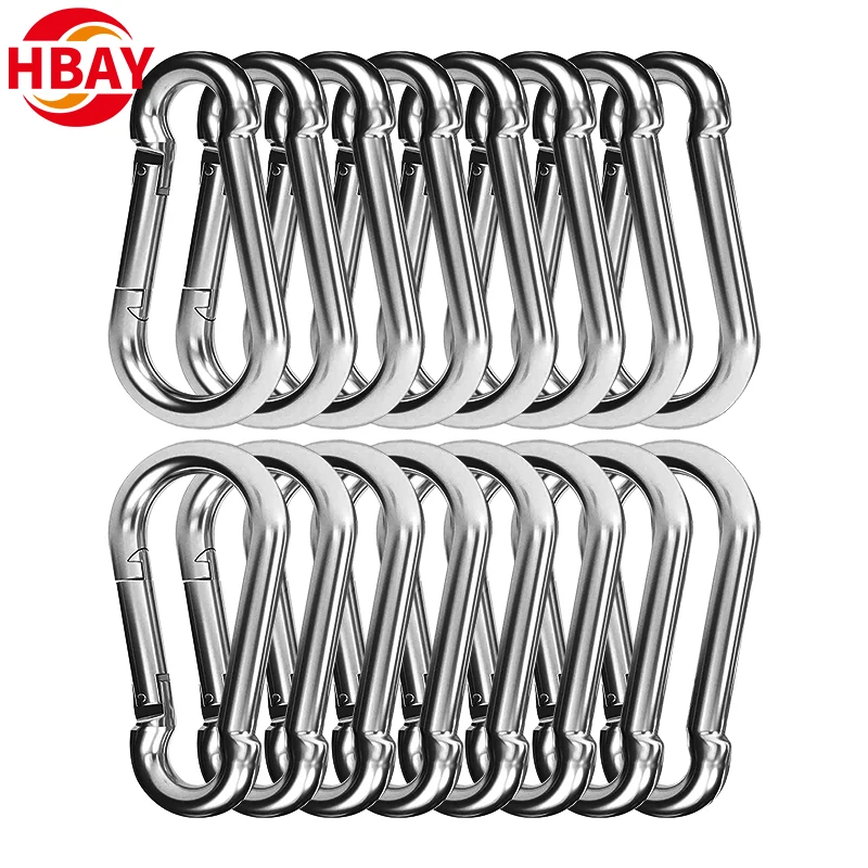 Wholesale Factory Price Stainless Steel 316 Carabiner Belt Spring Buckle Safety Insurance Keychain Hook Safety Rope