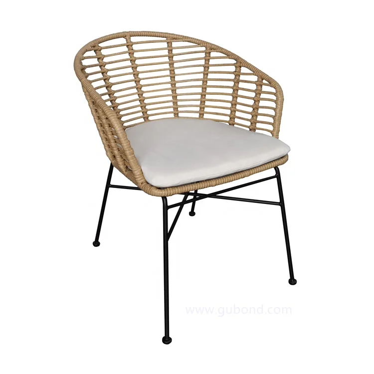 Outdoor Plastic Rattan Garden Arm Chair Metal cafe garden reasaurant outdoor wicker chair furniture