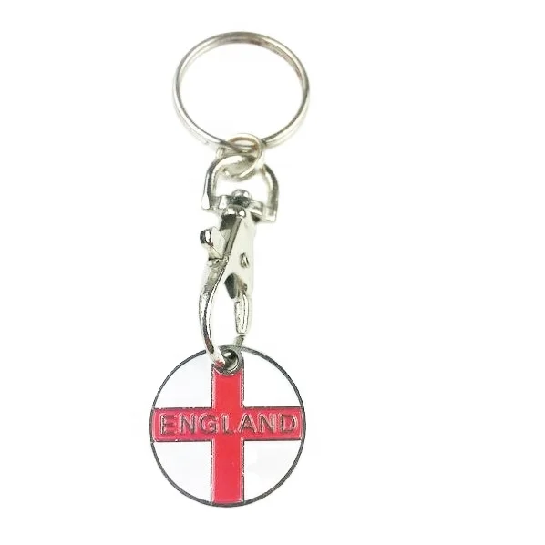 Promotional custom logo supermarket shopping cart token soft enamel QR code trolley coin metal trolley token