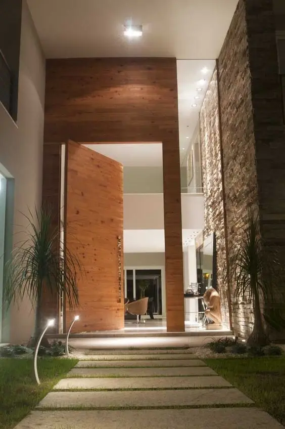 Seeyesdoor metal frame solid wood teak pivot front entry door for modern house all types