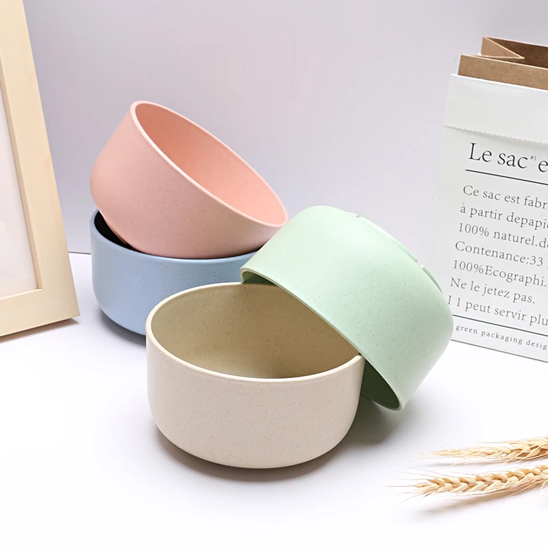 Colorful Wheat Straw Tableware Small Noodle Rice Soup Bowl Set