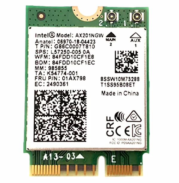 AX201 BT5.0 Двухдиапазонная 2,4G/5G беспроводная кнопка NGFF M.2 E CNVi Wifi карта AX201NGW 2,4 ГГц/5 ГГц 802.11ac / ax