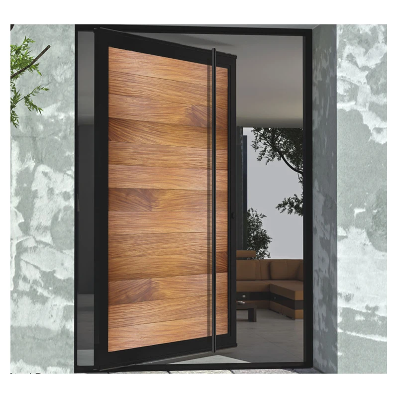 Hihaus new steel and wooden heavy duty large pivot modern entrance entry door