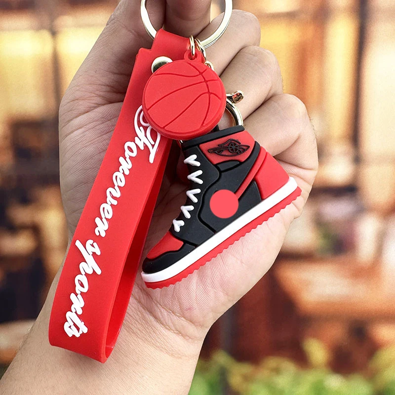wholesale designer mini fashion 3d silicone rubber shoe sneaker keyring charms cartoon soft pvc rubber nursing keychain