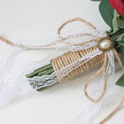 Partycool European Style Peony Bridal Shower Bouquet Silk Flowers Handmade Artificial Wedding Bridesmaid Hand Flower Bouquets