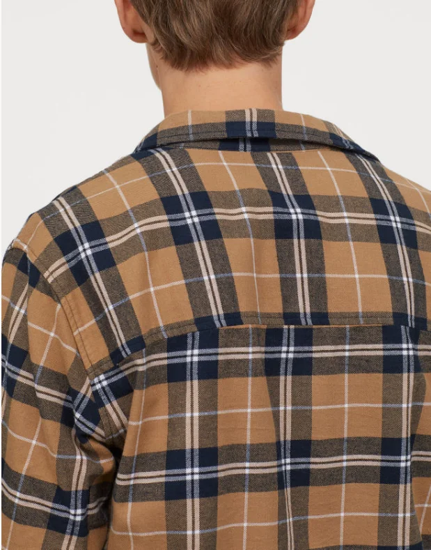 Winter Plaid Shirts Men Fashion Custom Logo Loose Casual Cotton Brushed Flannel Shirts