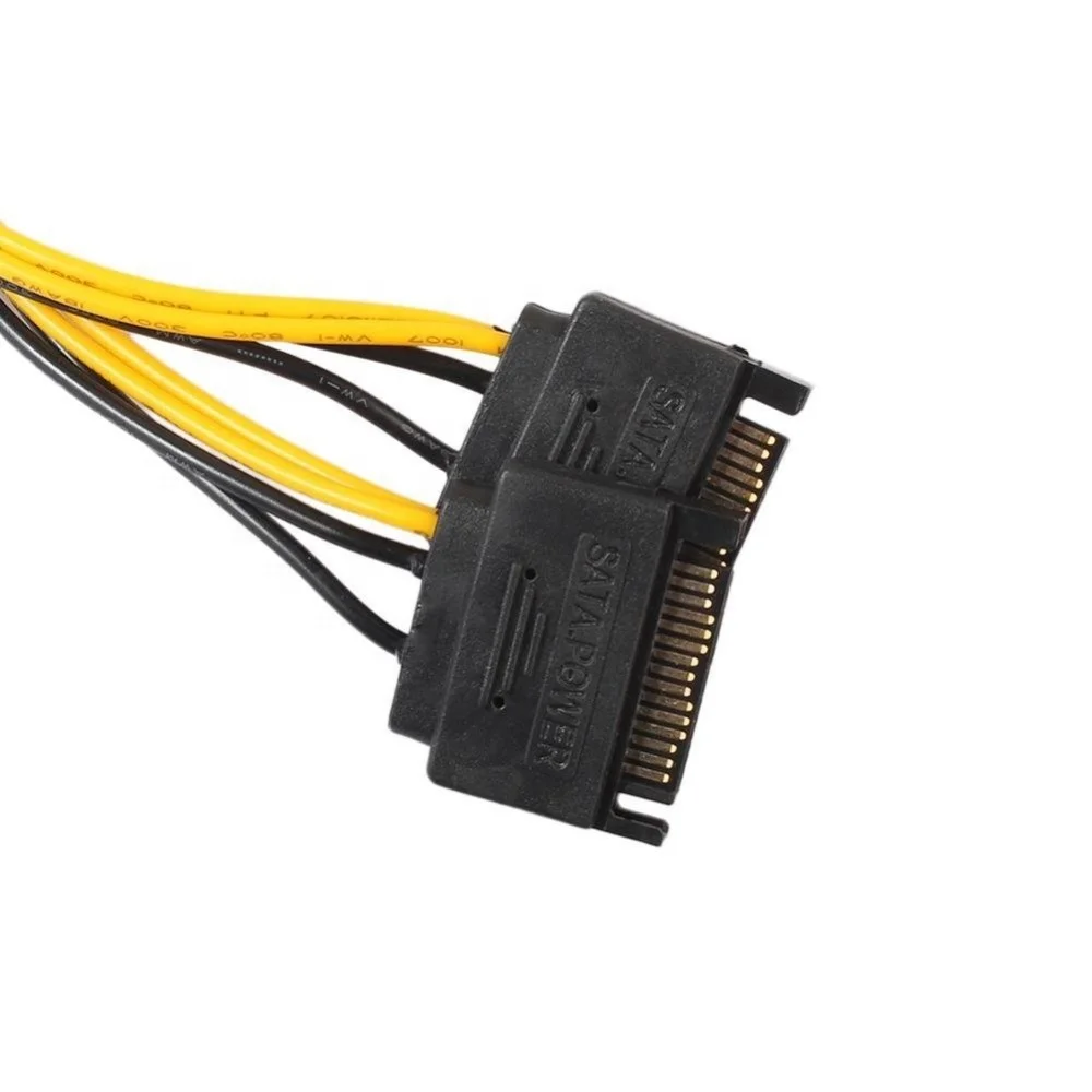  Кабель питания для видеокарты Dual 15 Pin SATA Male к PCIe 8 20 см