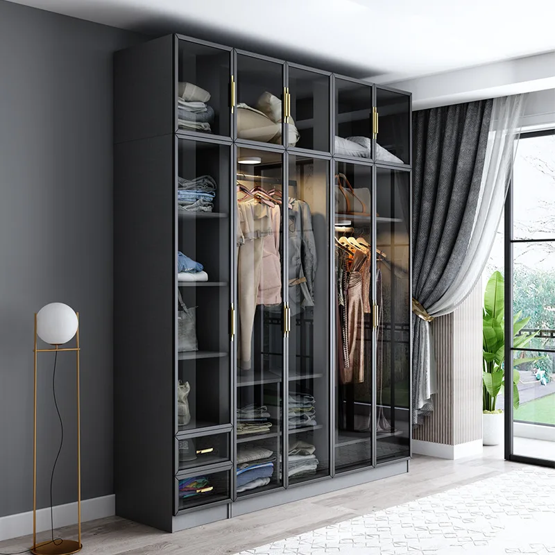 HQSLP clothes storage custom solid wood wardrobe doors wardrobe prices bedroom closet wood wardrobe cabinets