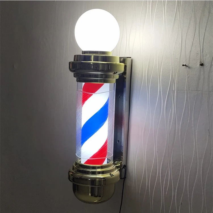 Classical Rotating LED Gold Inflatable Barber Pole Water Proof Spinning Stripes Barber Shop Salon open sign light outdoor