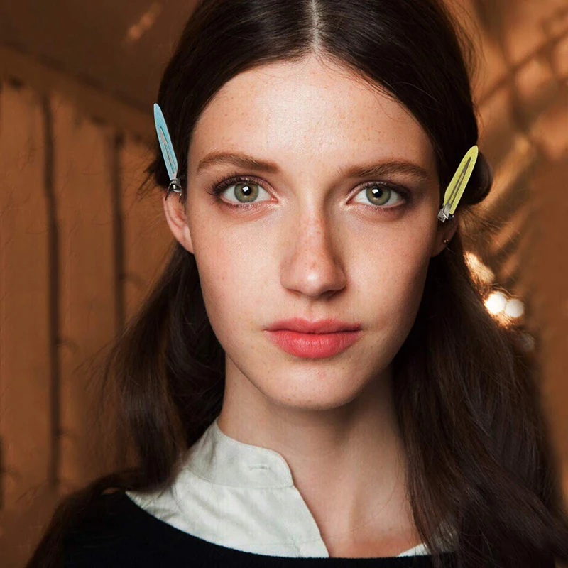 Plastic colorful hairclips cute baby small leaf hair accessories seamless bangs hairpin