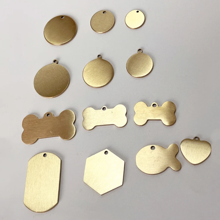 Factory Custom Two-Sided Blank Hexagon Shaped Nameplate Lettering Metal Plate Wholesale Brass Dog Tags For Logo Engraving