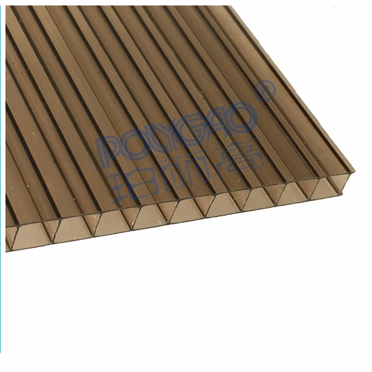 6mm brown POLYGAO polycarbonate 2-wall sheet All-season performance fire resistant hail proof polycarbonate sheet
