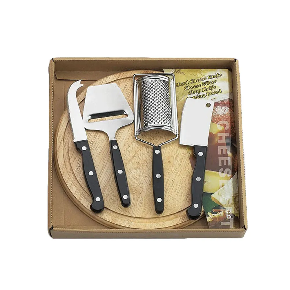Eco-Friendly  Customized Individual Box Christmas Charcuterie Board Cheese Board Wooden Cheese Cutting Board With Knives Set